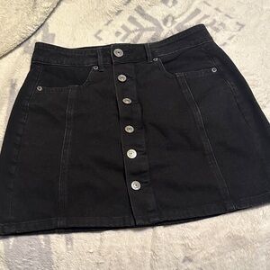 American Eagle Outfitters Black Denim Mini Skirt with buttons size 0
